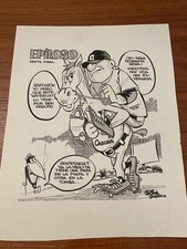 Original 1972 Miche Medina Editorial Cartoon Napoleón Reyes Criollos Baseball picture