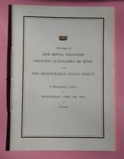 Princess Alexandra of Kent/Angus Ogilvy of Britian Wedding Order of Service 1963 picture