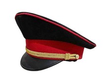 Red Black Dress Cap Ceremonial Military Style Hat Gold Braid Costume Accessory picture