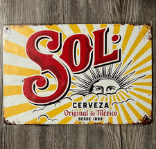 Sol Cerveza Beer 8 x 12 Vintage Novelty Metal Sign New picture