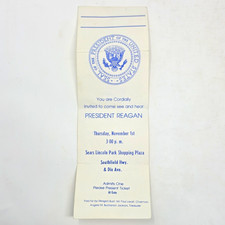 Ronald Reagan Invitation Ticket, Sears Lincoln Park Shopping Plaza, Nov 1 picture