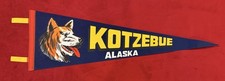 Vintage Kotzebue Alaska 24 Inch Travel Pennant Qikiqtaġruk Sled Dog picture