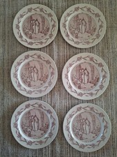 VTG 6 French Transferware Plate Un Mariage A La Campagne La Sortie De L'eglise picture