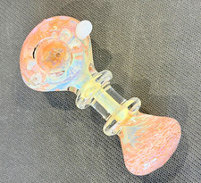 Iridescent Pink Multicolor Glass Tobacco Hand Pipe Handheld Tobacco Pipe picture