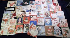 LOT 45 Vtg 1940s 1950s Hoilday Christmas Greeting Cards USED Santa Claus Snowmen picture