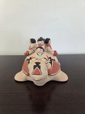 Vintage Teissedre Native American Storyteller Turtle Pottery Figurine 6 People picture