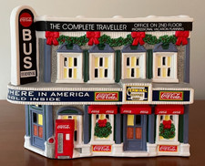 Coca-Cola Town Square Collection Christmas Village Bus Station, EUC, 6 lite cord picture