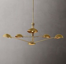 1950MidCentury Brass Black Orb Sputnik Italian Ceiling Stilnovo Chandelier 2Tier picture