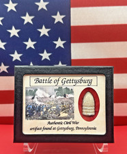 Dropped Civil War Bullet from Gettysburg in Matted COLOR Display Case with COA picture