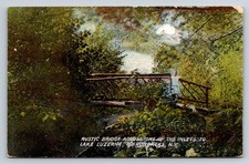1916 Lake Luzerne Adirondacks NY Rustic Bridge Postcard Wagar Hughes picture