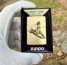 WWII Pinup Girl on Bomb Engraved Brass Armor Zippo Lighter – Made in USA picture