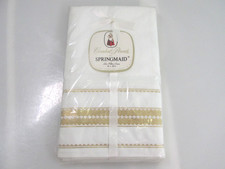 Vintage SpringMaid PillowCase set Combed Percale 100% Cotton Gold Embroidered picture