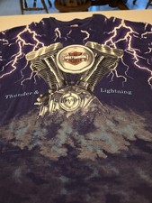 Men's Vintage Harley Davidson Purple Thunder & Lightning Stratman T-shirt  2XL picture