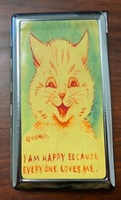 Cat Art LW Vintage Ad 100's Cigarette Case lighter ID Holder Wallet picture
