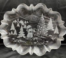 Vintage Mikasa Christmas Story 17-1/2” Frosted Crystal Serving Platter picture
