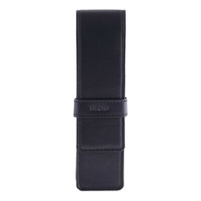 DiLoro Double Pen Case Pouch Holder for Two Pens Pencils Full Grain Leather BK picture