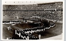 AMERICAN ATHLETES berlin olympics 1936 postcard real photo rppc stadium games picture