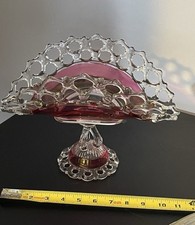 Vintage Westmoreland Ruby Red? Cranberry? Clear Glass  Banana Stand. Stunning picture