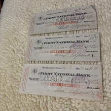 Vintage 1924 First National Bank Mt Healthy Ohio (3) Cancelled Checks picture