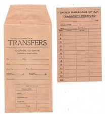 1910 United Railroads of San Francisco Conductors Transfer Envelope and Receipt picture
