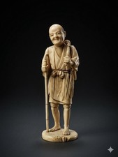 19th Century Japanese Okimono Figurine Museum Quality 14 Cm Hand Made picture