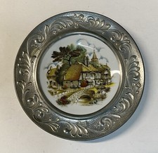 Vtg Countryside Rein Zinn Bavaria Creidlitz Plate Silver Plated Frame Germany picture