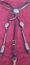 Vintage Victor's Custom Tack Silver &Bronze Headstall And Breast Collar Set MINT picture