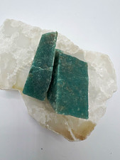 2pc Raw Amazonite Crystal Set Natural Rough Blue Green Feldspar Mineral Specimen picture