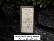 Old Rare Vintage Antique Civil War Relic 1857 H Milward Sharps 25 Sewing Needles picture