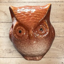 Brown Glazed Ceramic Pottery Owl Figurine 3.5