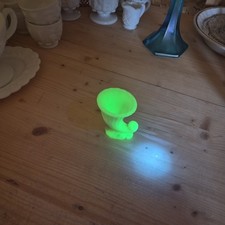 Vintage Akro Agate Uranium Glass Cornucopia Toothpick Holder picture
