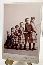 Antique 1880s Photograph Cabinet Card 6x4 Photo Wisconsin Adam Heeb Six Children picture