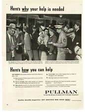 1944 Pullman Passenger Sleeper Cars Soldiers In Ticket Line WWII Print Ad picture