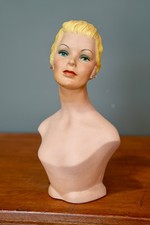 Vintage Female Mannequin Head Bust Hat Store Display Stand Art Deco Antique picture