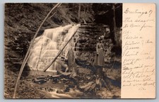 1906 Milford Postcard Waterfall Woman Fort Plain NY Posted picture