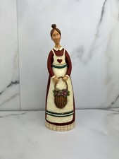 Vintage Susan Winget Lady In Dress 8” Figurine Farmhouse Country Folk Art picture