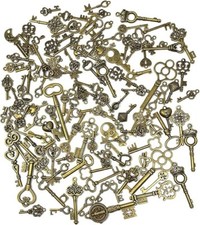 Lot Of 125 Vintage Style Antique Skeleton Furniture Cabinet Old Lock Keys Jewelr picture
