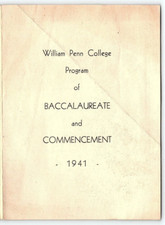 1941 OSKALOOSA IOWA WILLIAM PENN COLLEGE BACCALAUREATE AND COMMENCEMENT Z4661 picture