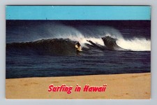 Honolulu HI-Hawaii, Surfing in Hawaii, Vintage Postcard picture