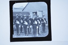 Uniformed Soldiers Spiked Helmets Rifles Magic Lantern Slide c1900s picture