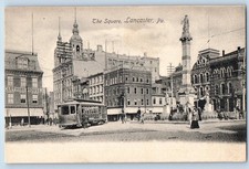 1905 Lancaster Pennsylvania Postcard The Square Streetcar Building Trolley Road picture