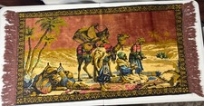 Vintage Three Wise Men Velvet Tapestry Camel Nativity Caravan Wall Hanging 21x39 picture