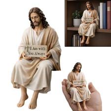 Jesus Sitting Statue Sculpture Resin Craft Desk Companion Figurine Unique Party picture