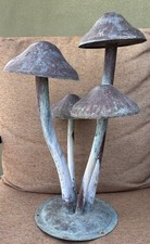 Vintage Copper Mushroom Statue Natural Patina 21” Tall picture