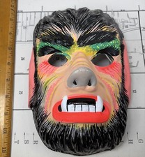 Halloween Mask Vintage 1970s Ben Cooper Plastic Wolfman Halloween Mask picture