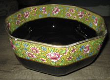 Antique Thomas Till & Sons black serving bowl w floral banded rim, ca. 1891-1917 picture