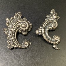Lot of 2 Filigree Floral Flourish Ornate Baroque Victorian Style Pinback Brooch picture