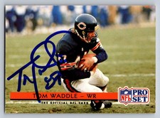 PRO SET 1992 Football Card Tom Waddle Autograph WR Chicago Bears #87 picture