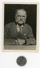 Vintage 1910's miniature photo portrait / OLD BEARDED MAN Mutton Chops JUDGE PEA picture