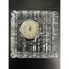 Waterford Crystal Quadrata Grid Cube Desk Clock Paperweight picture
